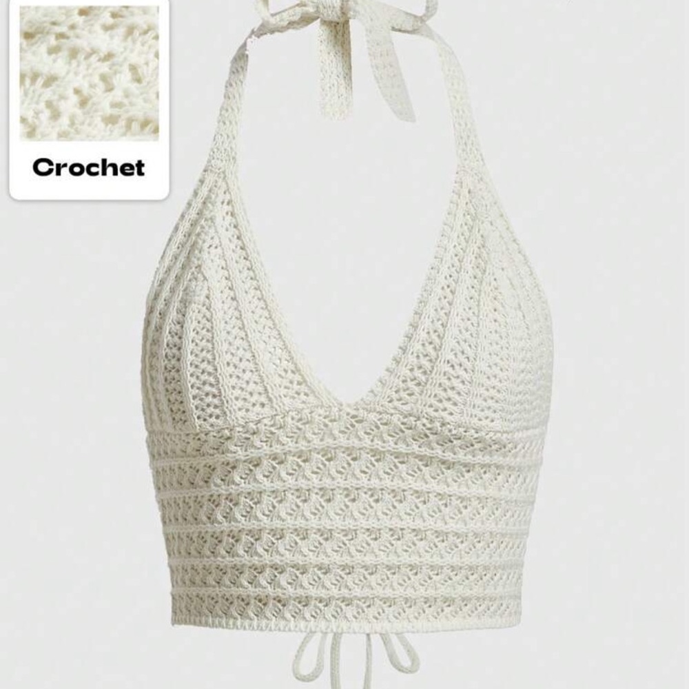 NWOT White Crochet Halter Top